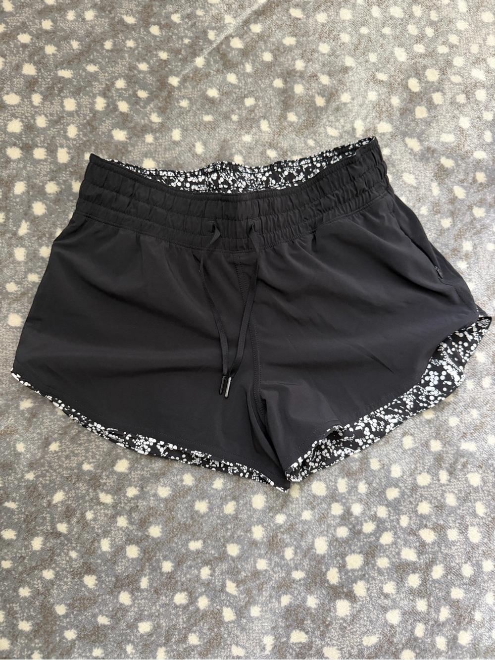 lululemon athletica Black Running Shorts with White Speckle Trim